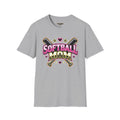 Softball Mom T-Shirt — Pink Heart Bat Graphic Shirt for Proud Moms