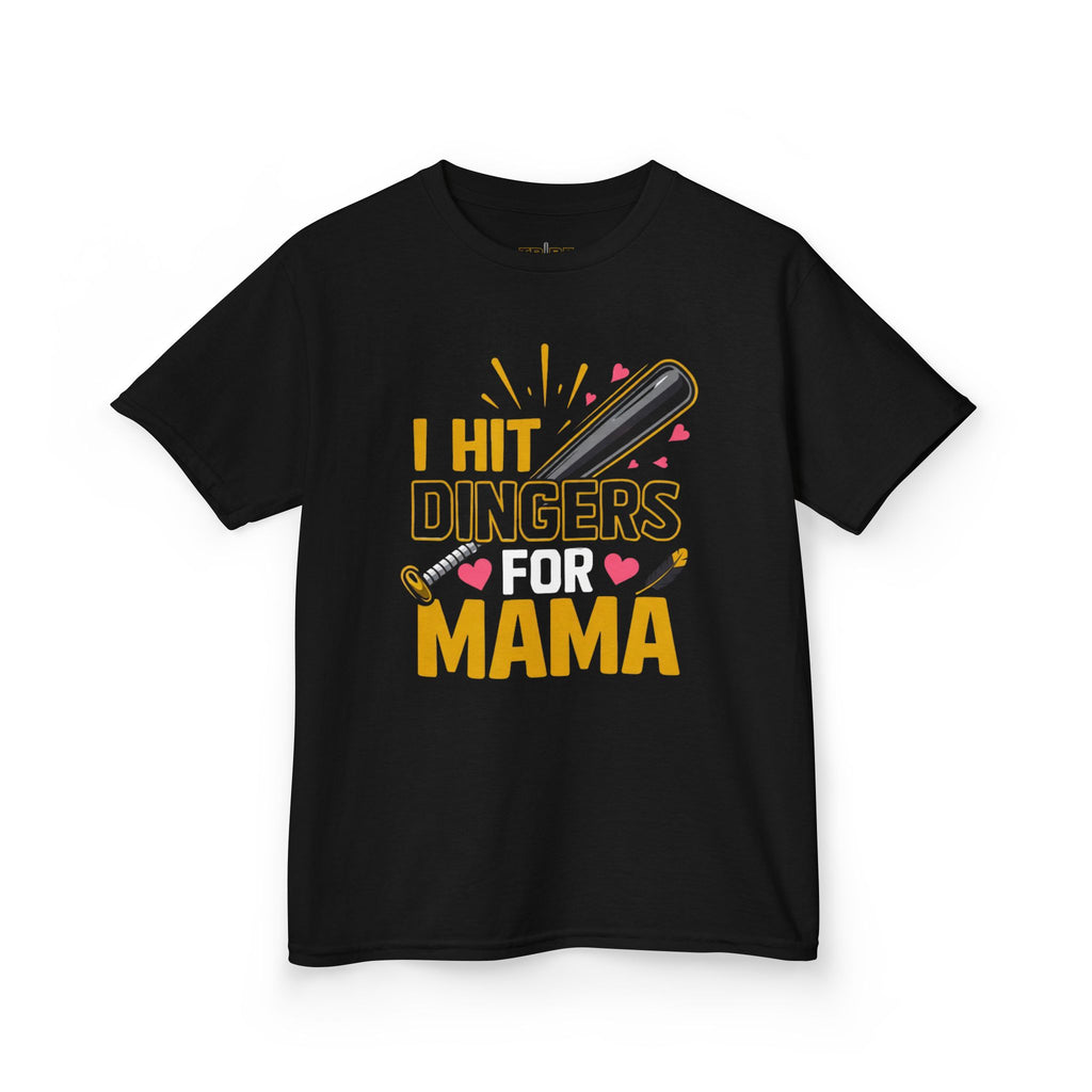Kids Tee – “I Hit Dingers for Mama” Baseball Shirt | Cute Baseball Gift for Kids, Mom Appreciation