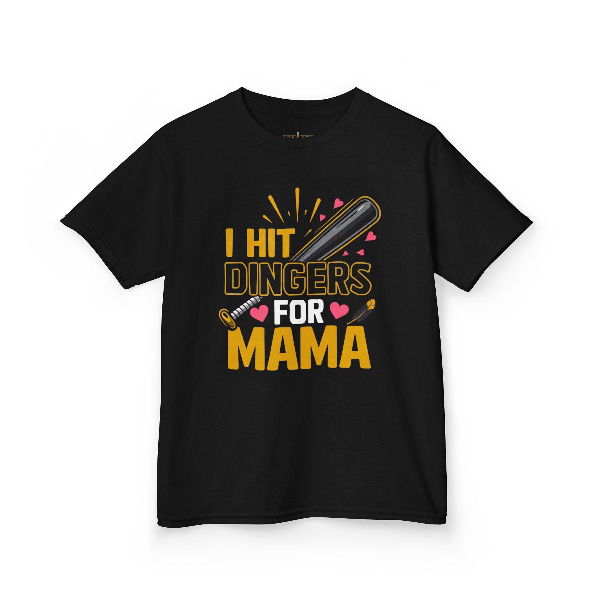 Kids Tee – “I Hit Dingers for Mama” Baseball Shirt | Cute Baseball Gift for Kids, Mom Appreciation