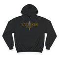 Tribe Drip Hoodie – Black Champion-Style Pullover with Gold Sword Logo