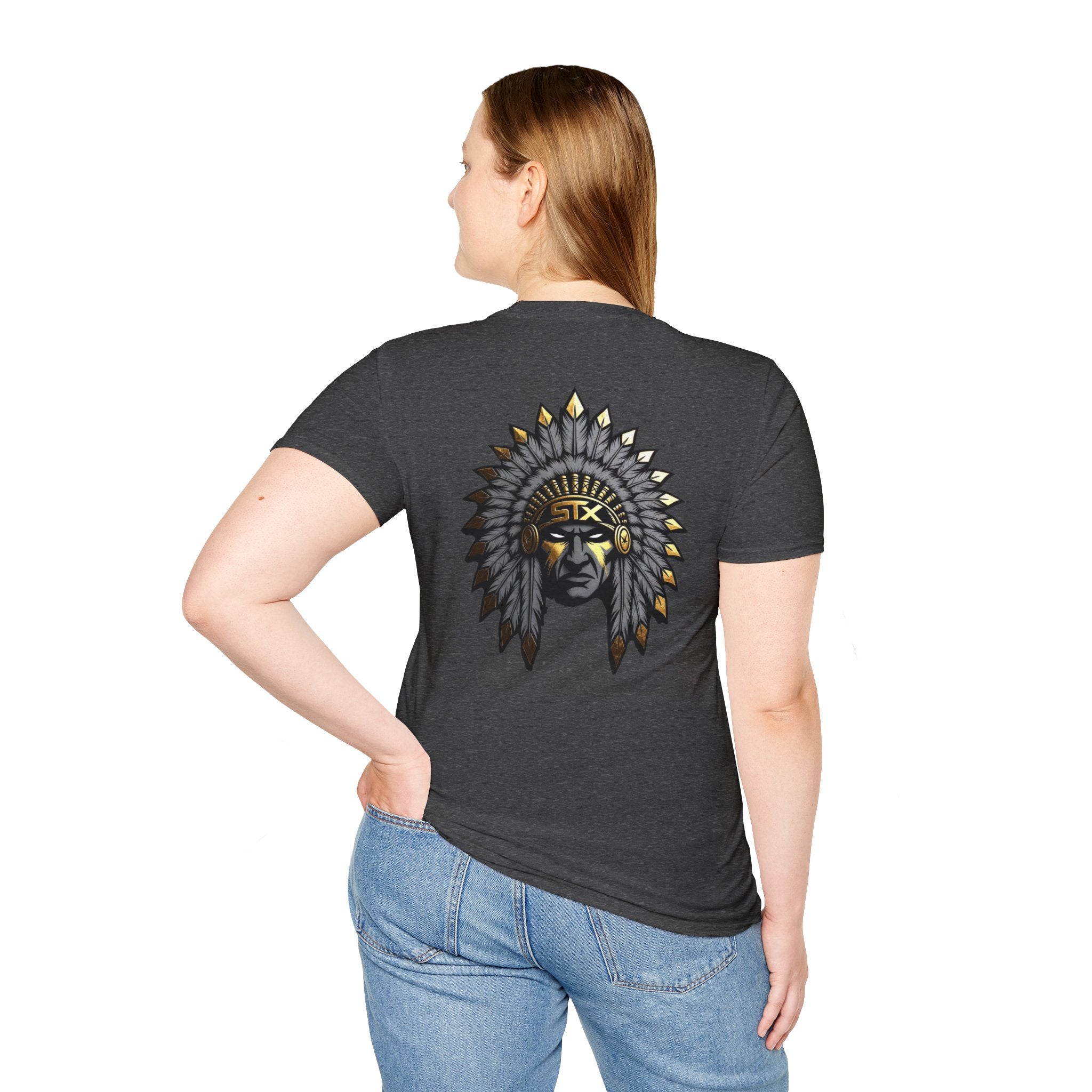 Chief Headdress Graphic T-Shirt — Native-Inspired Skull & Feather Design