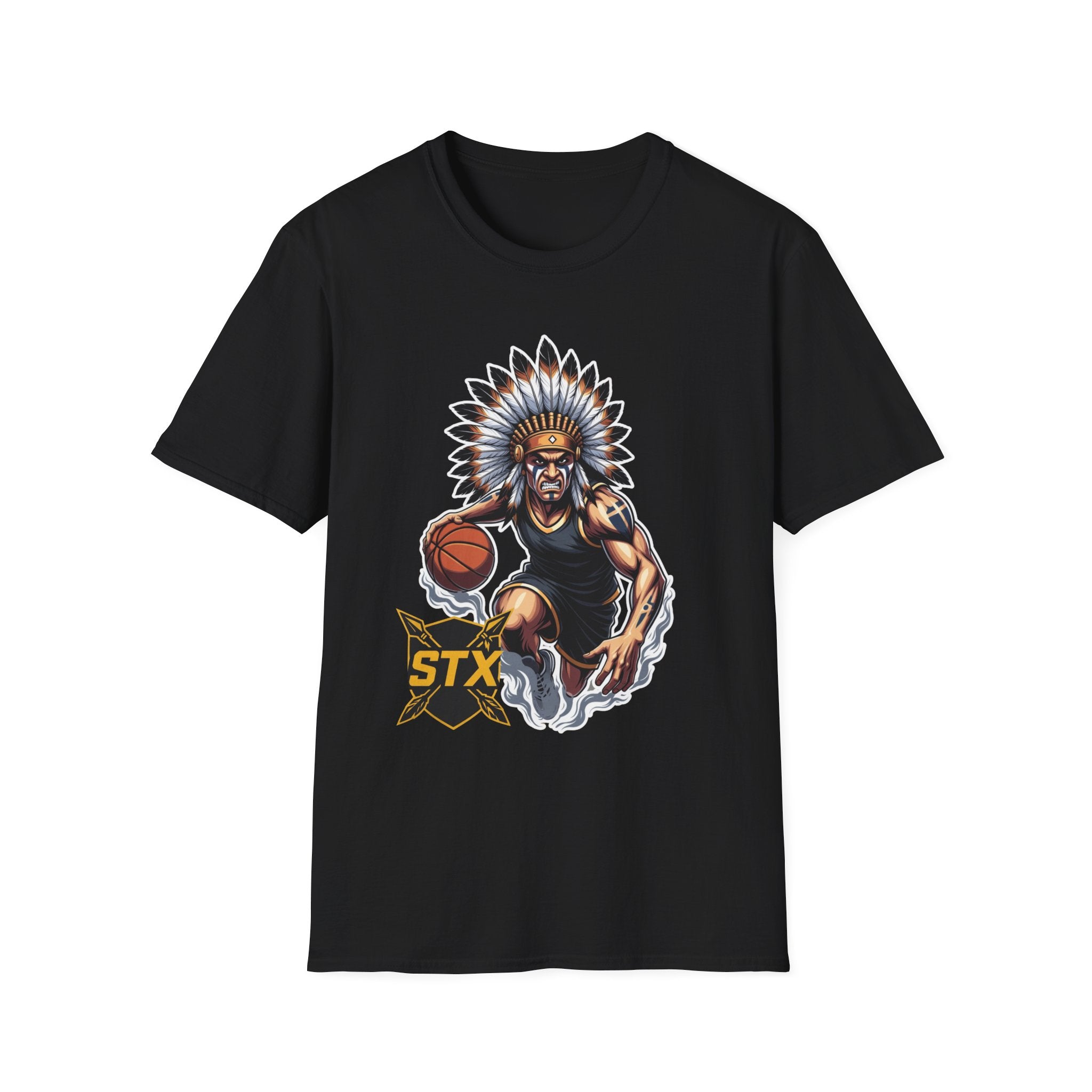 Basketball Warrior T-Shirt — Native Headdress Court Graphic