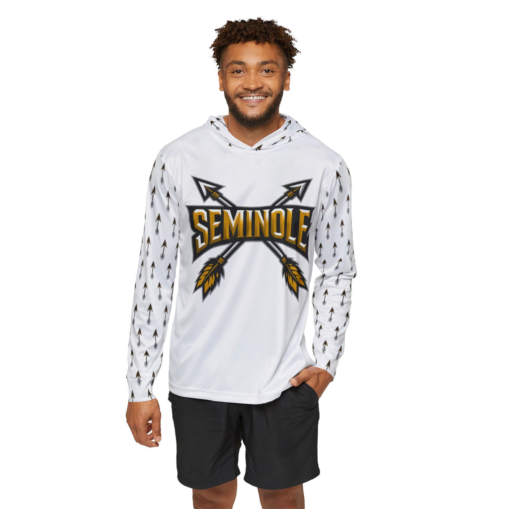 White Seminole Arrow Logo Hoodie — Men's Sports Warmup Pullover