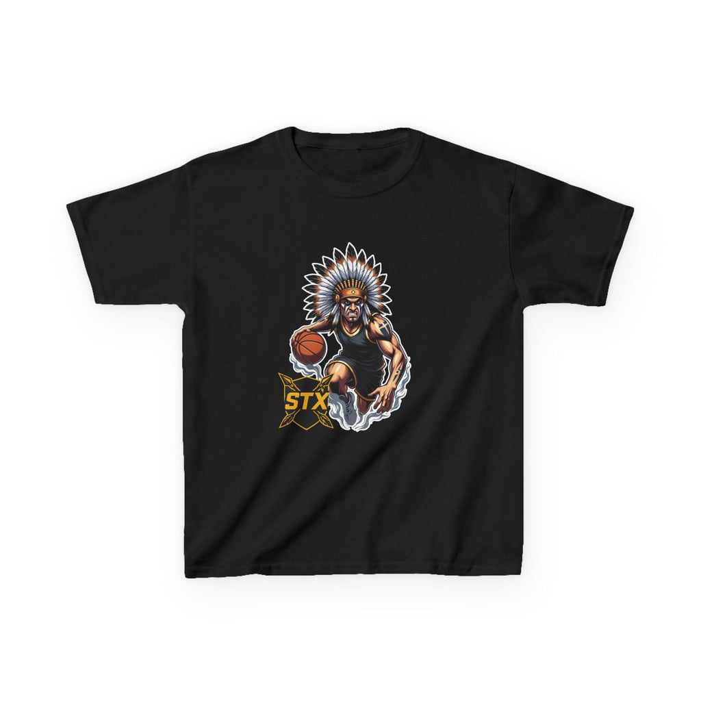 Kids Basketball Tee — Native Warrior Hoop Graphic (STX)
