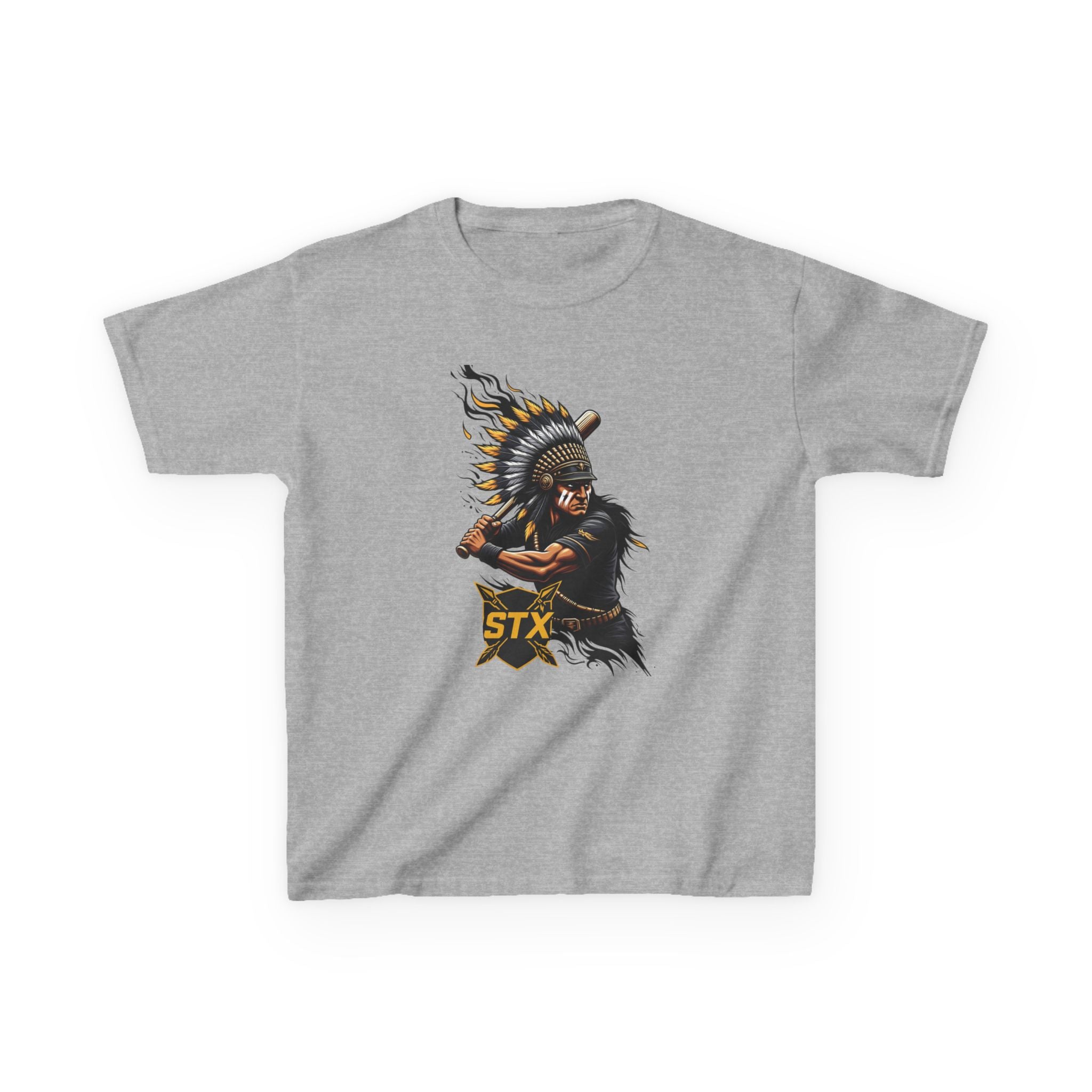Kids T-Shirt — Warrior Chief Illustration with 'STX' Graphic