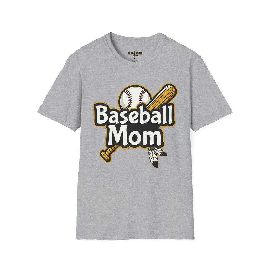 Baseball Mom T-Shirt — Cheer Squad Graphic Tee with Bat & Ball