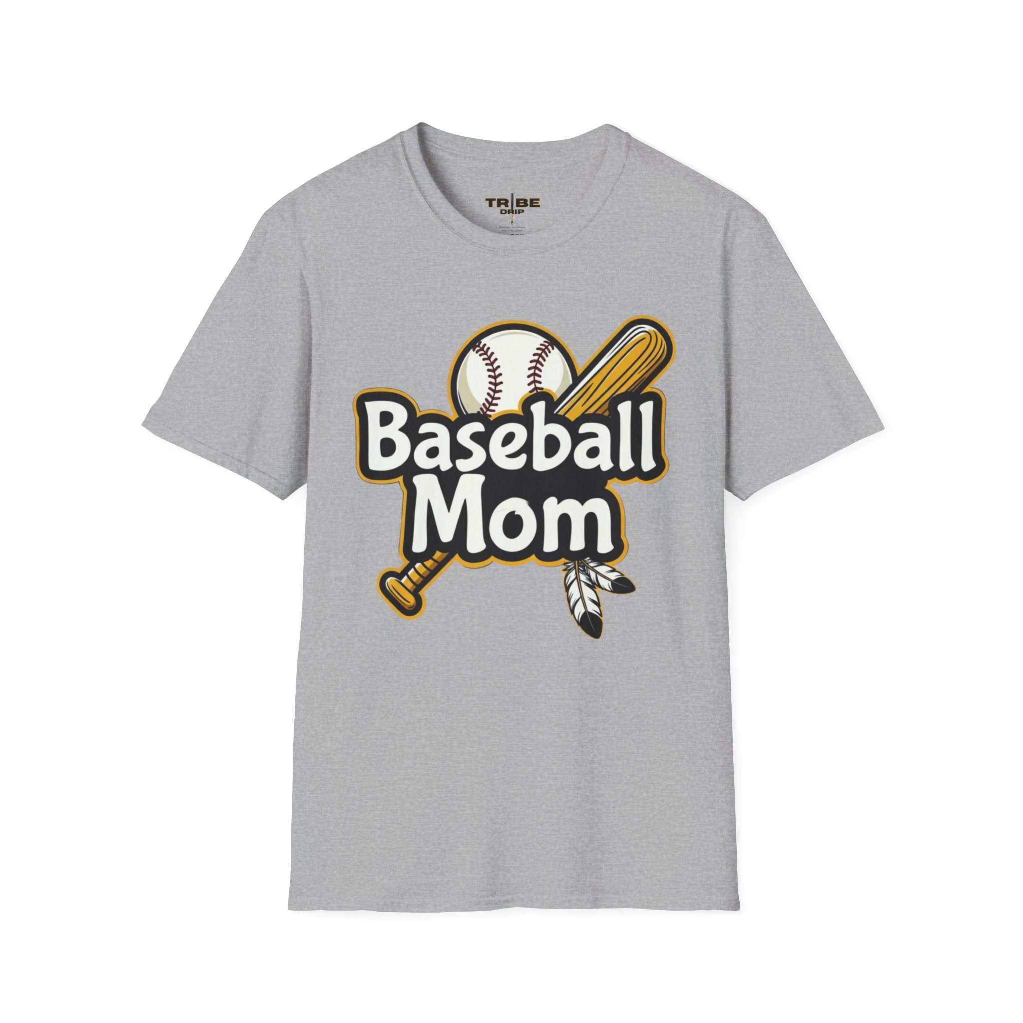 Baseball Mom T-Shirt — Cheer Squad Graphic Tee with Bat & Ball