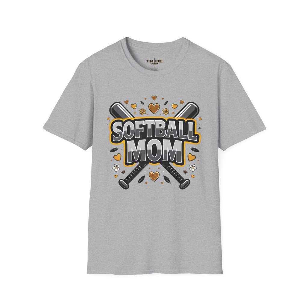 Softball Mom T-Shirt — Cute Crossed Bats Graphic Shirt for Baseball/Softball Moms