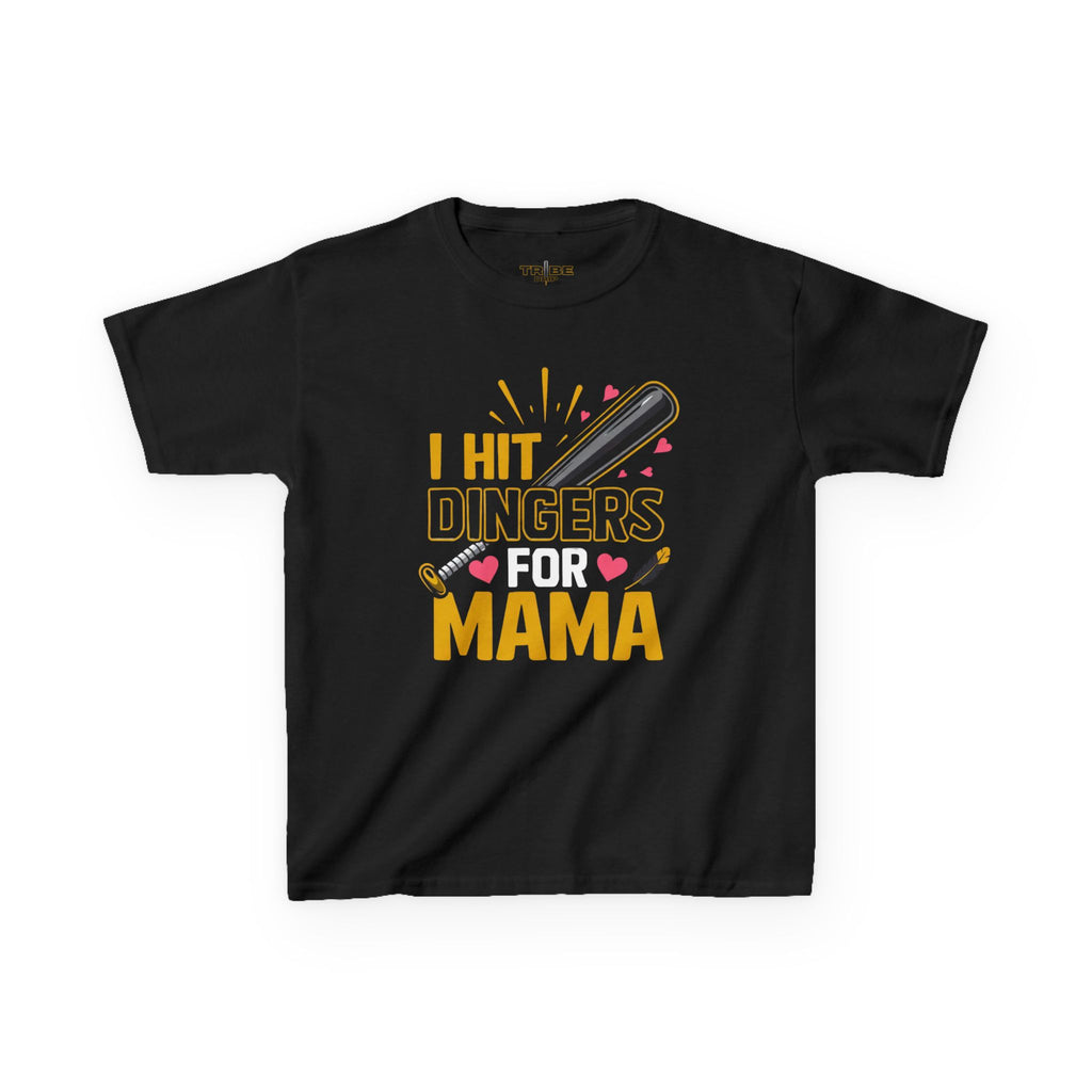 Kids Tee – “I Hit Dingers for Mama” Baseball Shirt | Cute Baseball Gift for Kids, Mom Appreciation