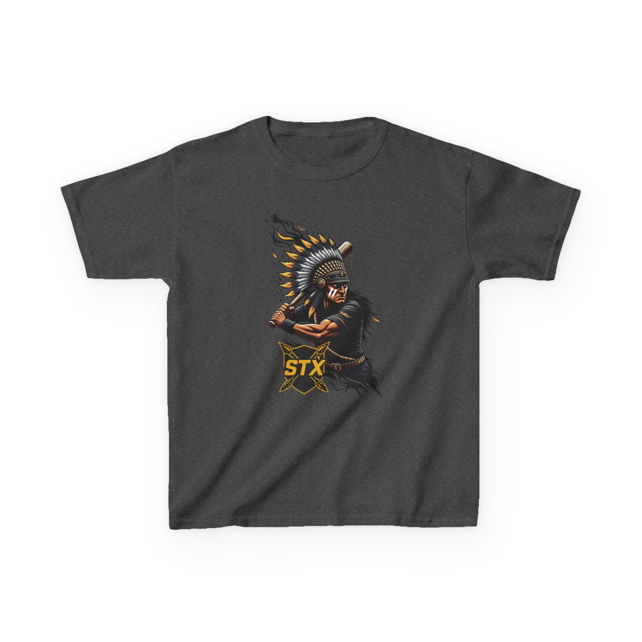 Kids T-Shirt — Warrior Chief Illustration with 'STX' Graphic