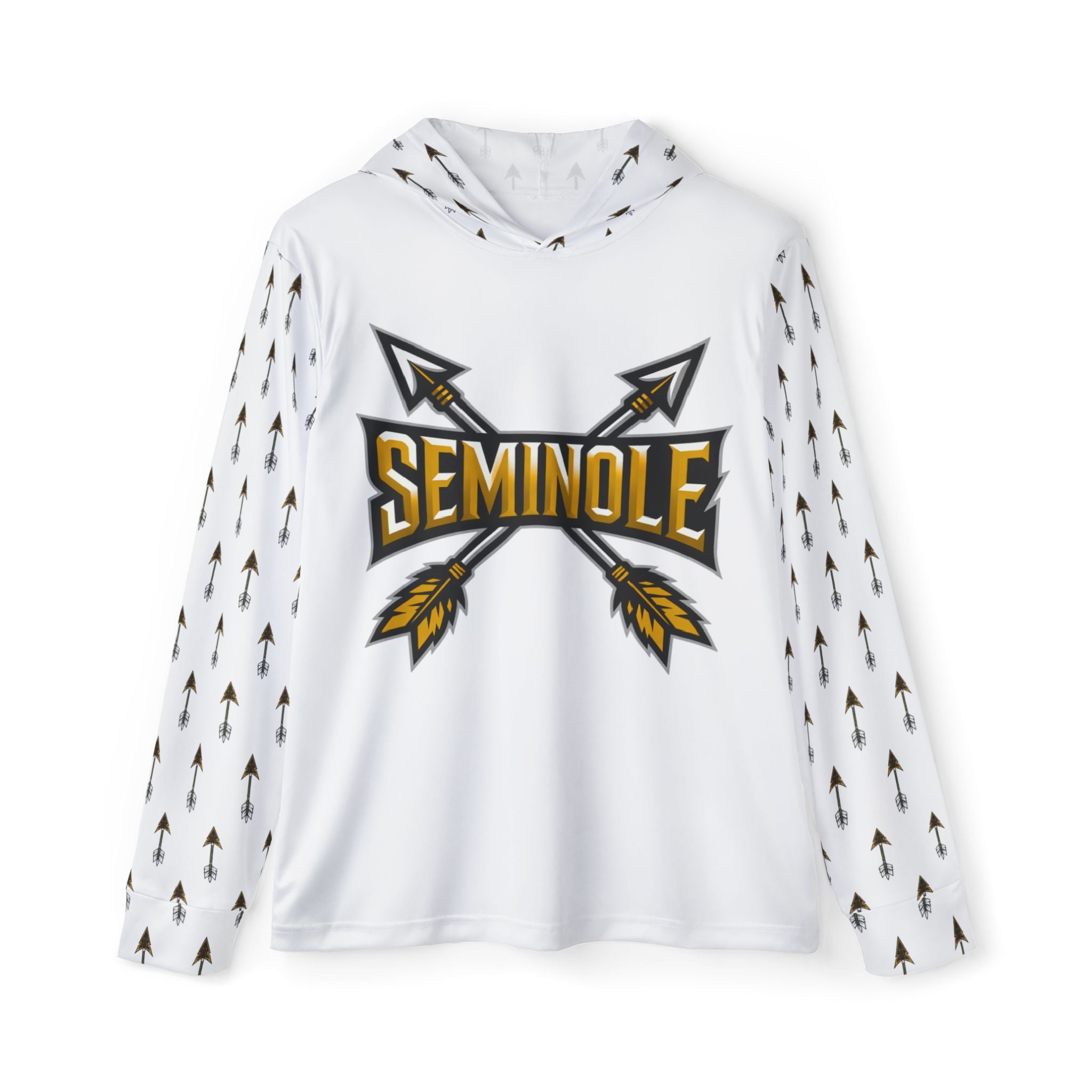 White Seminole Arrow Logo Hoodie — Men's Sports Warmup Pullover