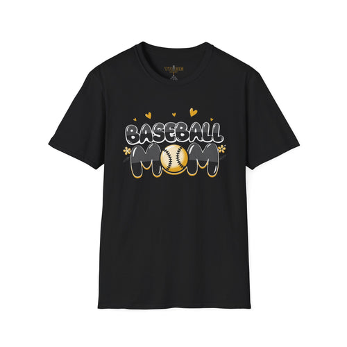 Baseball Mom T-Shirt – Cute Yellow Baseball Graphic Tee for Proud Moms