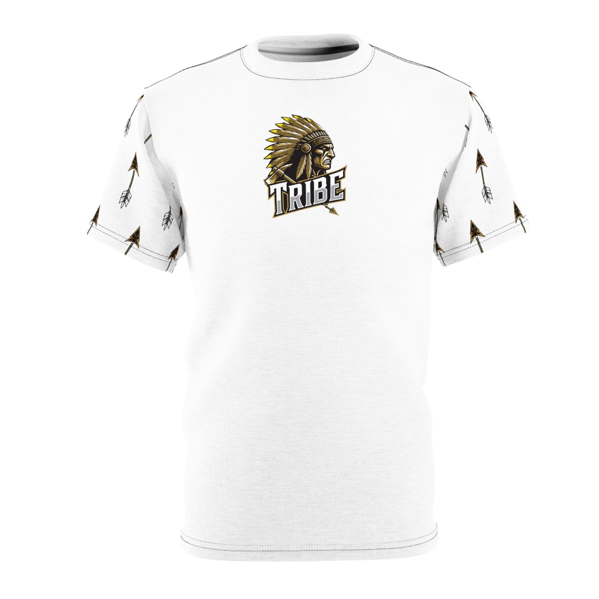 Tribe Headdress Tee — Tribal Arrow Sleeve Graphic T‑Shirt