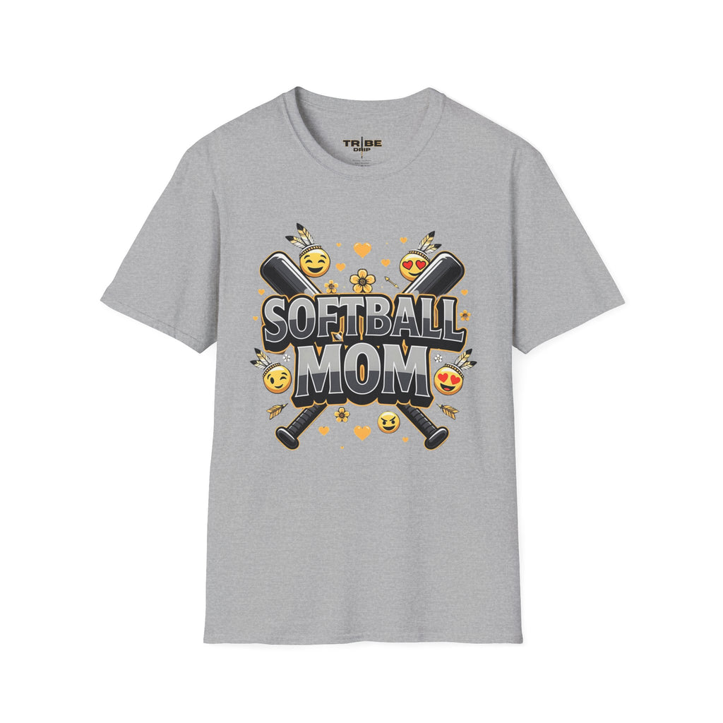 Softball Mom T-Shirt — Cute Emoji Bat Design