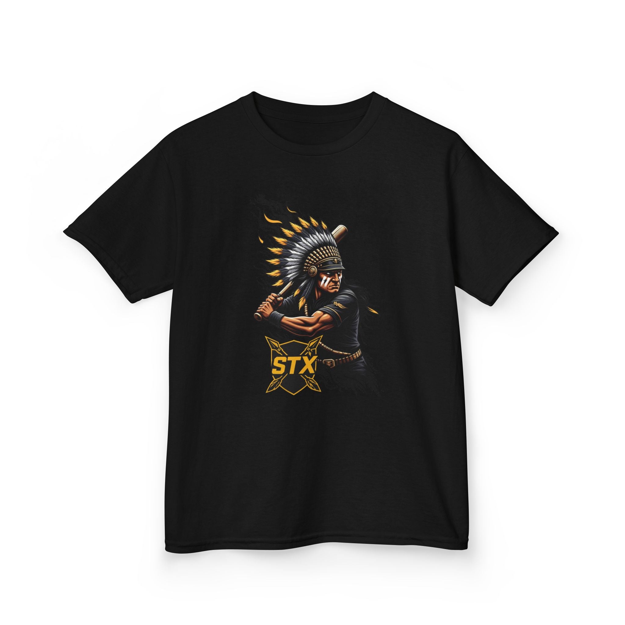 Kids T-Shirt — Warrior Chief Illustration with 'STX' Graphic