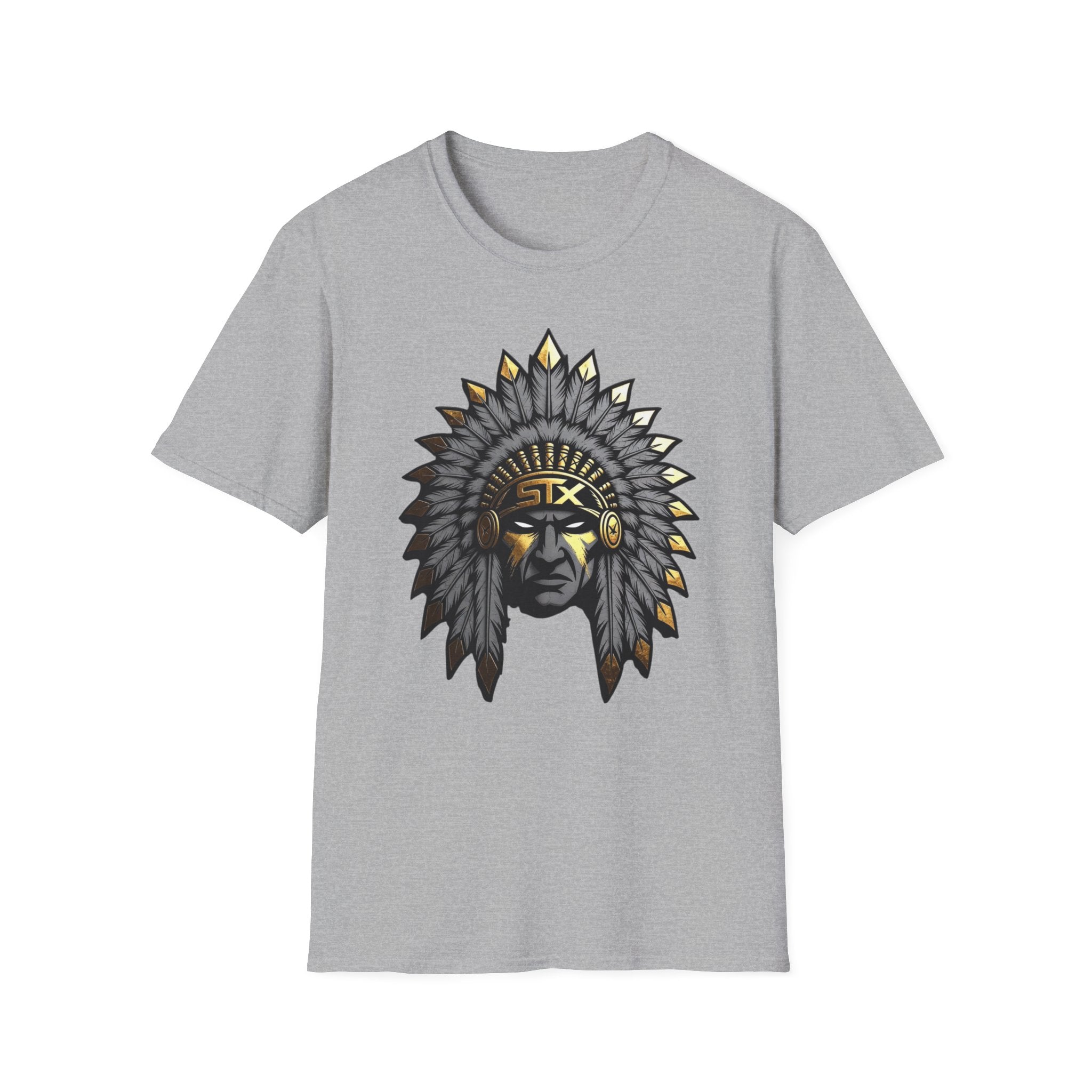 Native Chief Graphic T-Shirt — Tribal Headdress Illustration