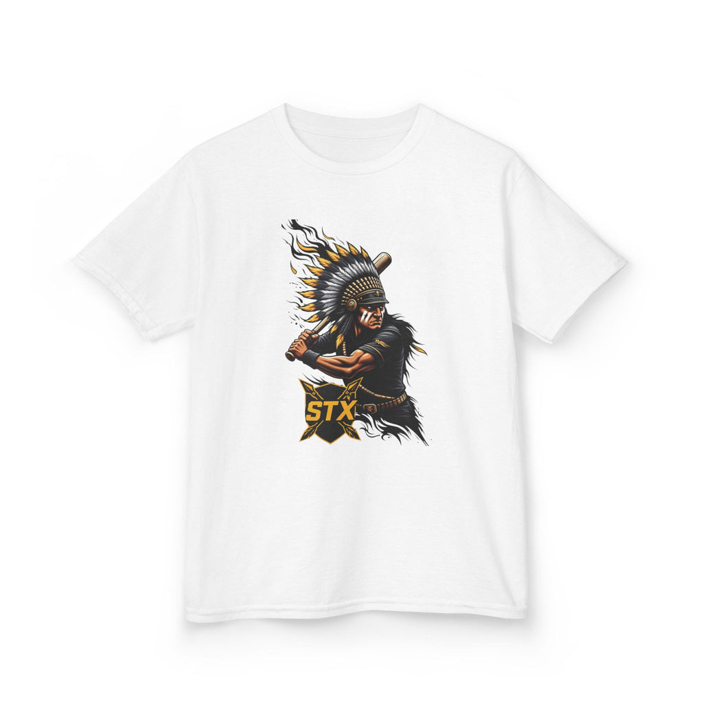 Kids T-Shirt — Warrior Chief Illustration with 'STX' Graphic