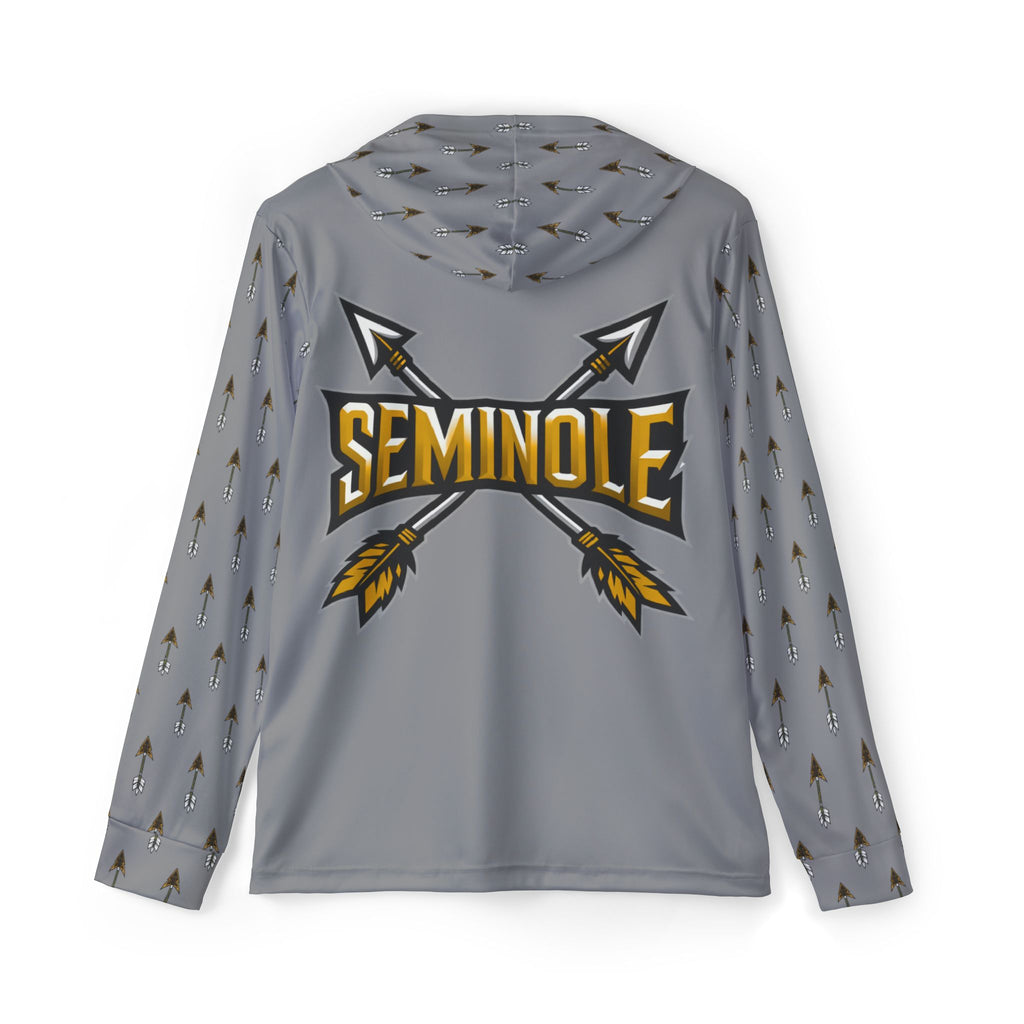 Grey Seminole Arrow Logo Hoodie — Men's Sports Warmup Pullover