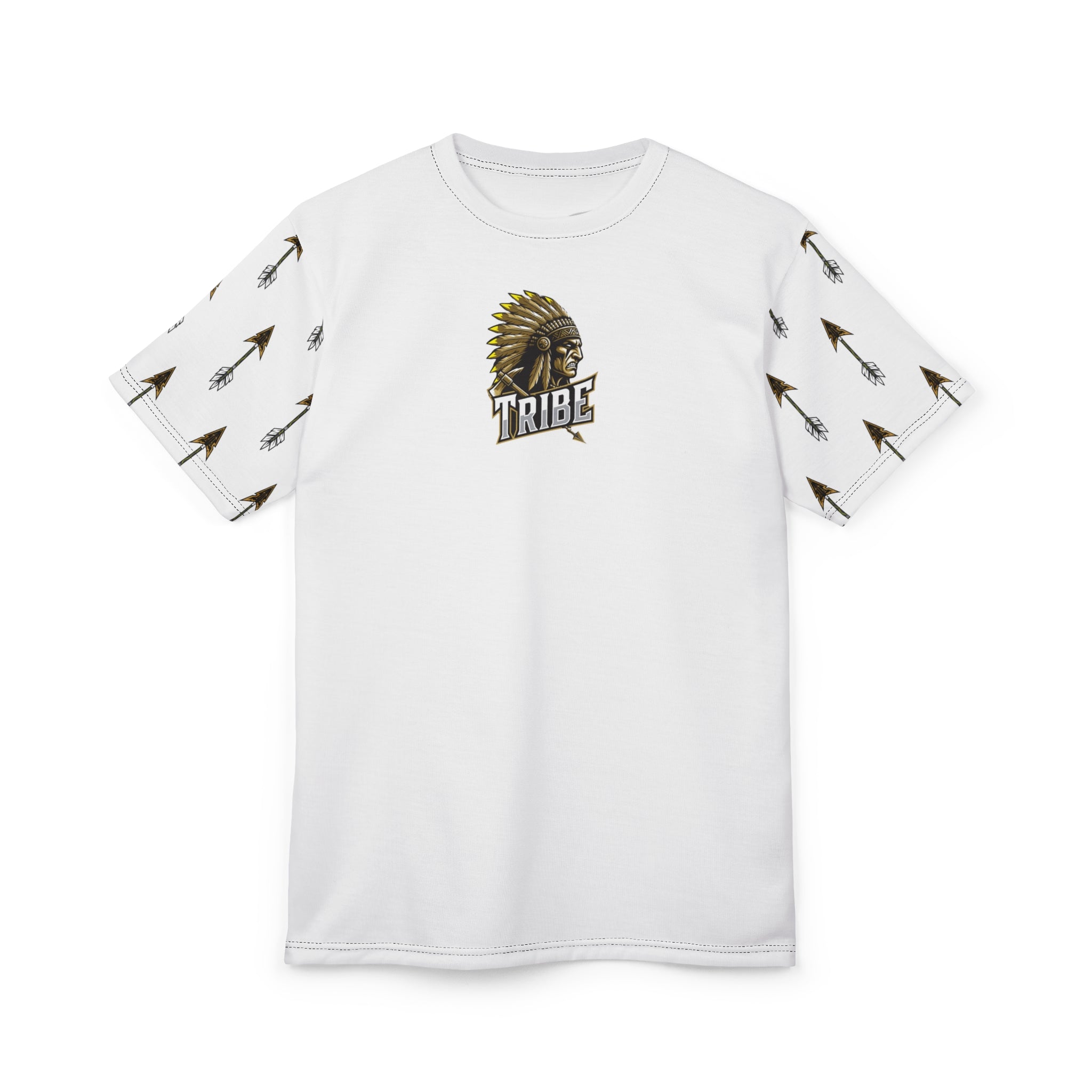 Tribe Headdress Tee — Tribal Arrow Sleeve Graphic T‑Shirt