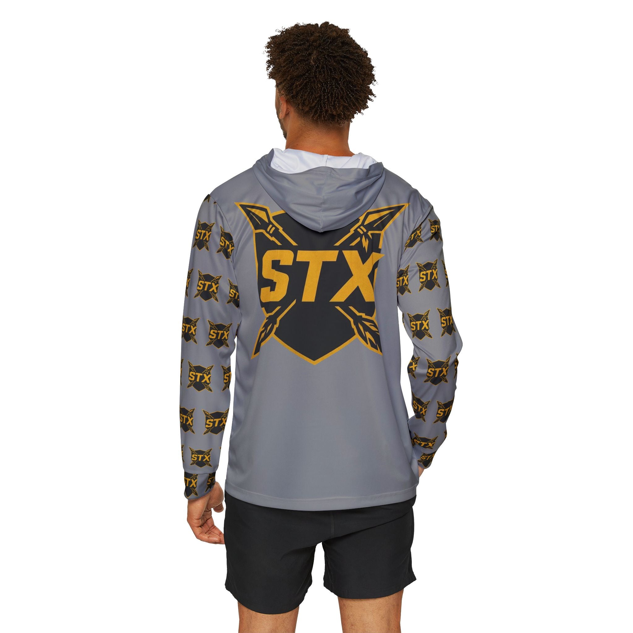 Grey STX Tribal Logo Hoodie — Men's Sports Warmup Performance Hoodie