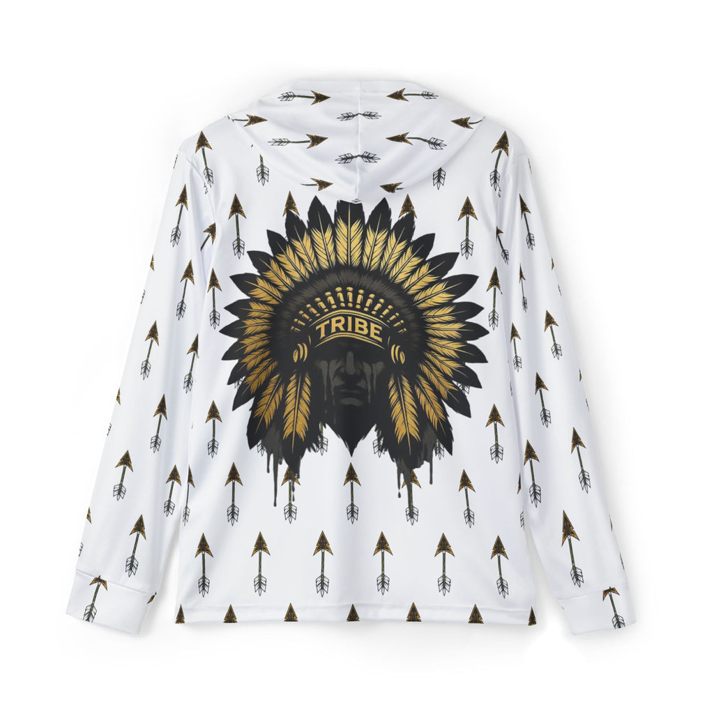 White Tribal Headdress Arrow Pattern Sports Warmup Hoodie