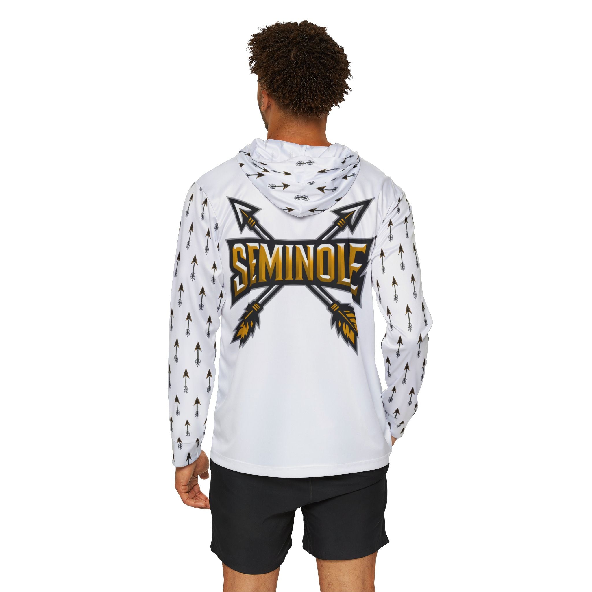 White Seminole Arrow Logo Hoodie — Men's Sports Warmup Pullover