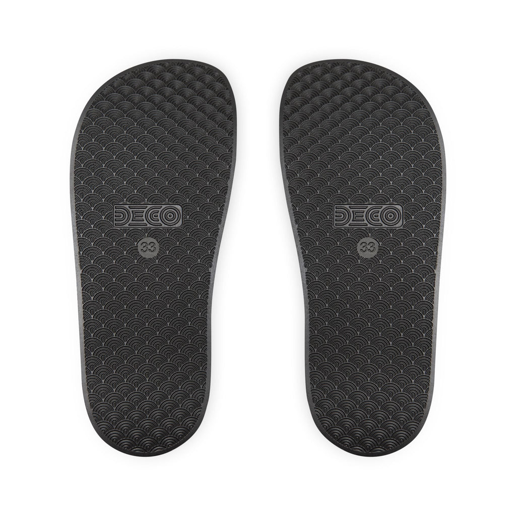 Youth Slide Sandals with Tribal Sun Graphic