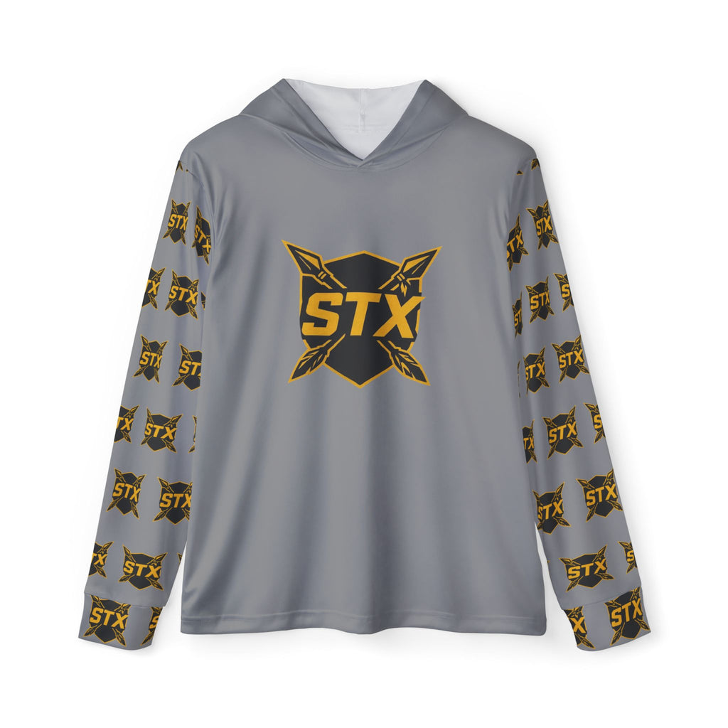 Grey STX Tribal Logo Hoodie — Men's Sports Warmup Performance Hoodie