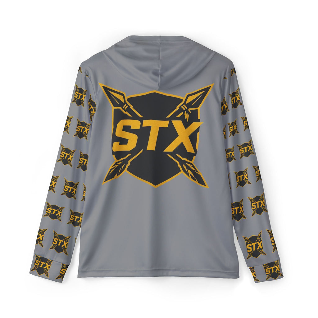 Grey STX Tribal Logo Hoodie — Men's Sports Warmup Performance Hoodie