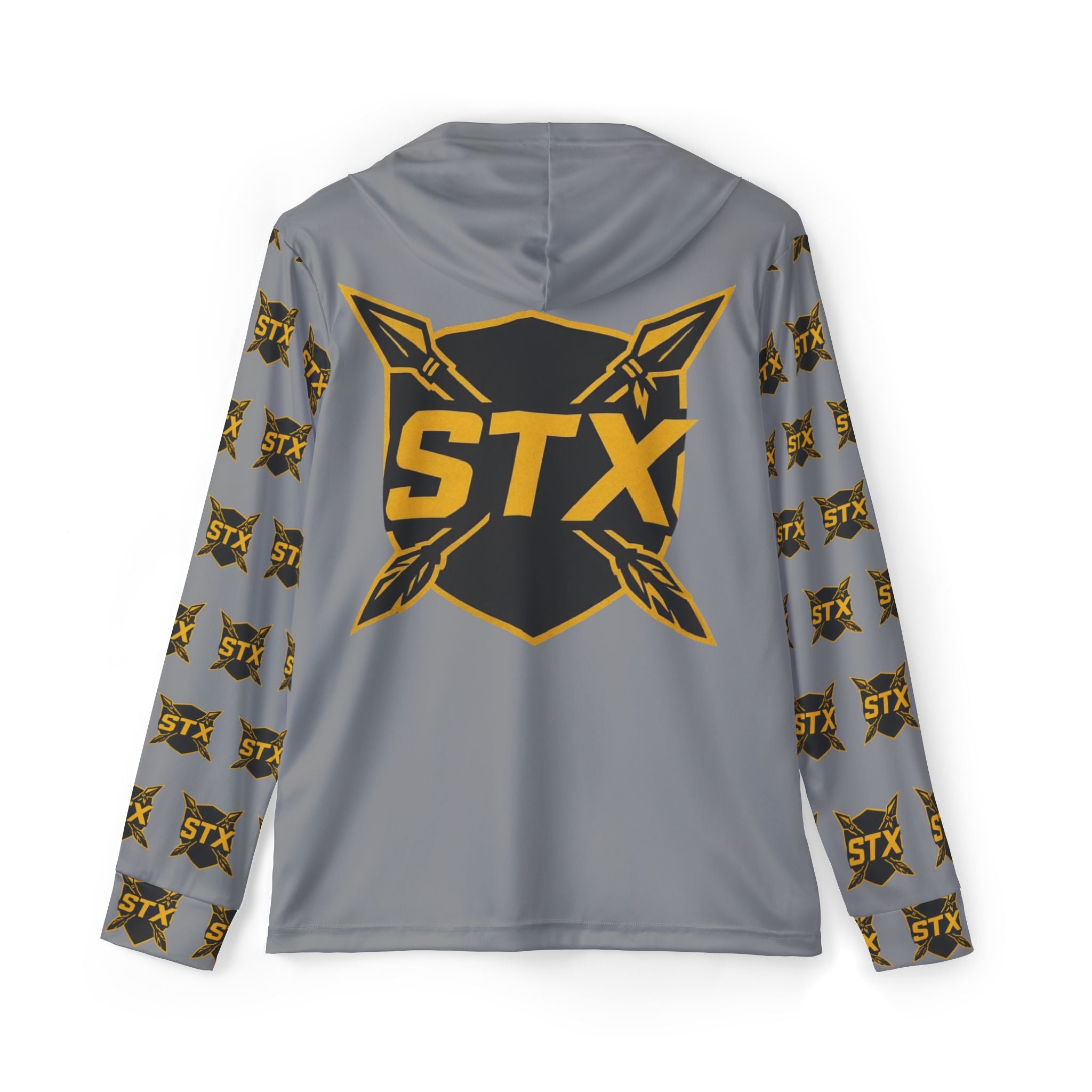 Grey STX Tribal Logo Hoodie — Men's Sports Warmup Performance Hoodie