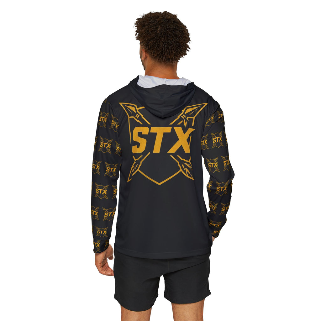 Black STX Tribal Logo Hoodie — Men's Sports Warmup Performance Hoodie
