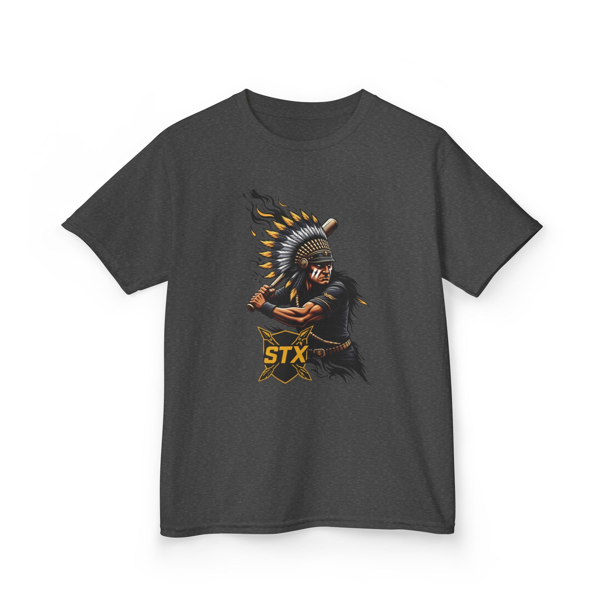 Kids T-Shirt — Warrior Chief Illustration with 'STX' Graphic