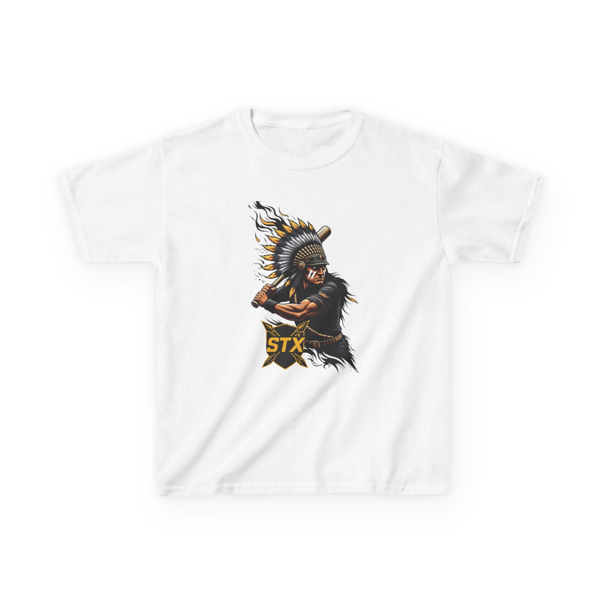 Kids T-Shirt — Warrior Chief Illustration with 'STX' Graphic