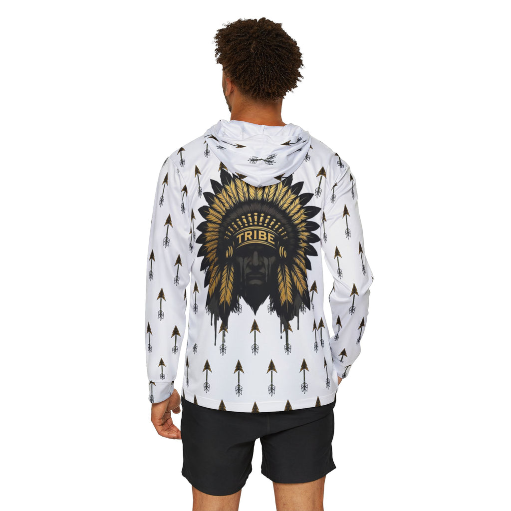 White Tribal Headdress Arrow Pattern Sports Warmup Hoodie