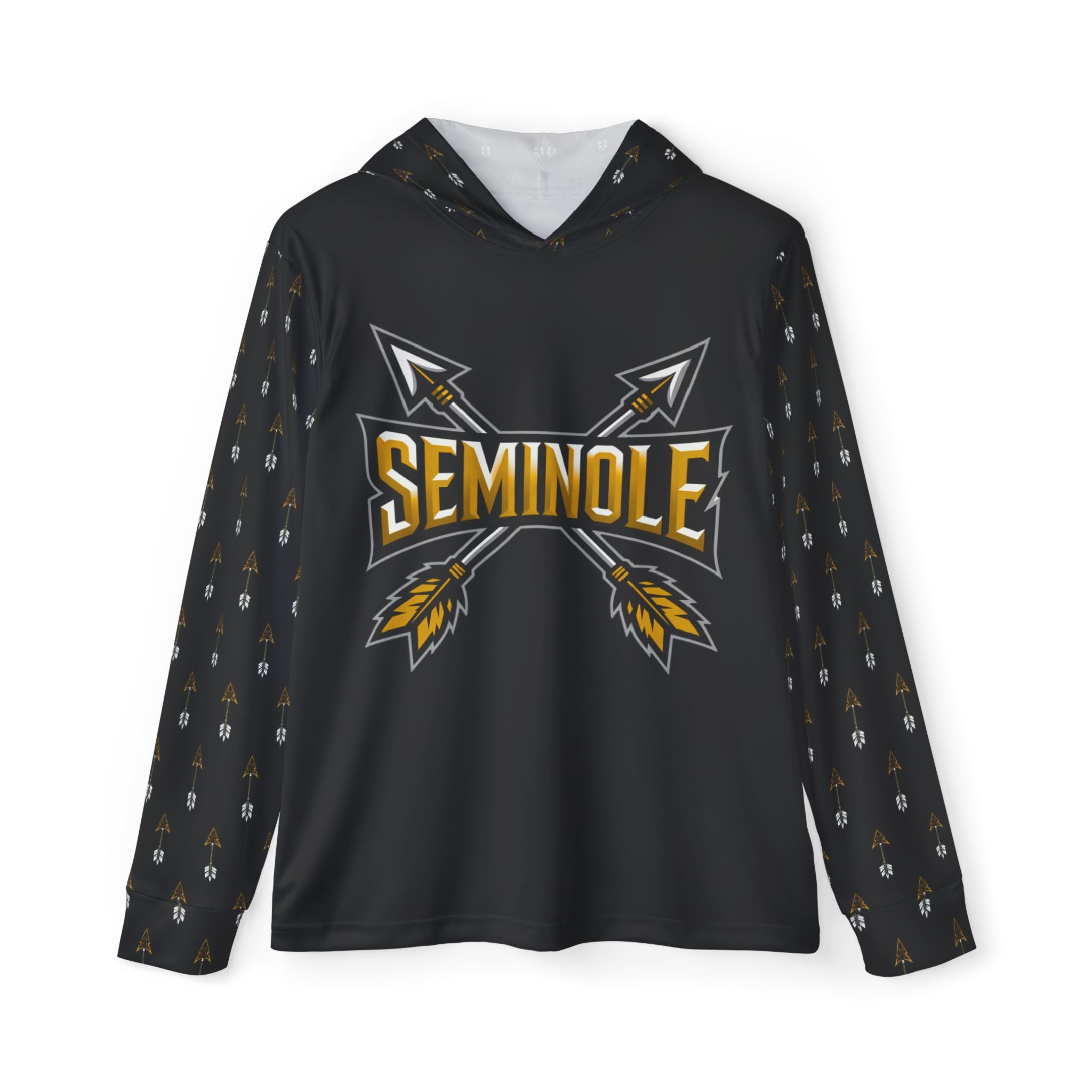 Black Seminole Arrow Logo Hoodie — Men's Sports Warmup Pullover