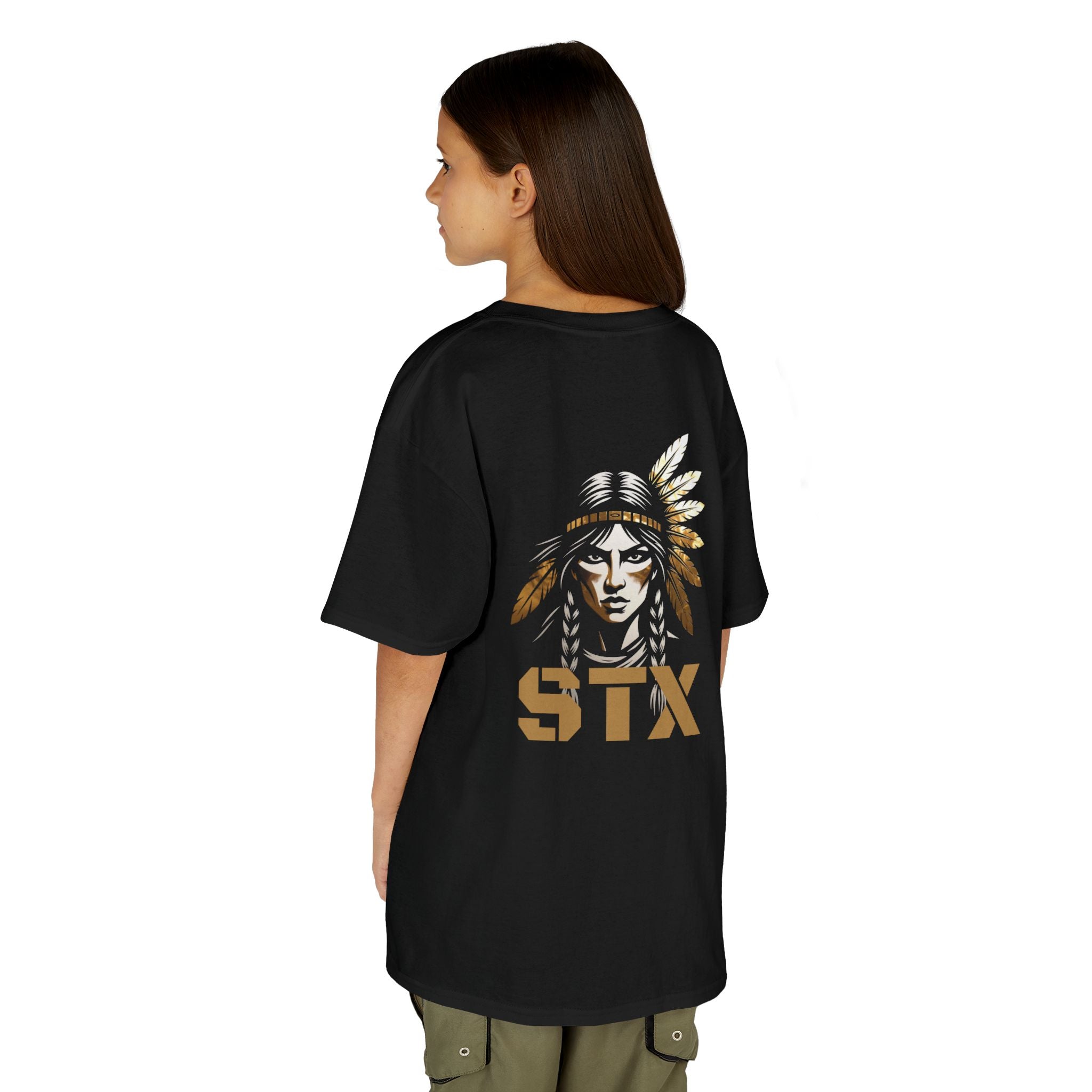 Kids T-Shirt — STX Native Chief Graphic Tee (Tribal Headdress)