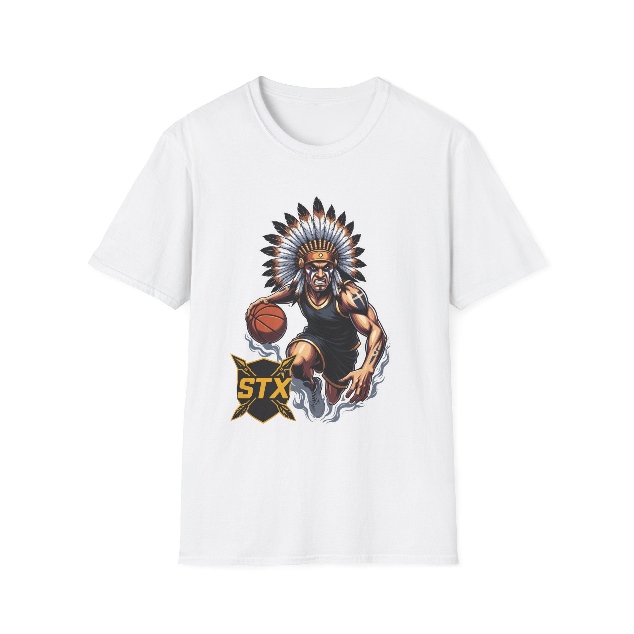 Basketball Warrior T-Shirt — Native Headdress Court Graphic