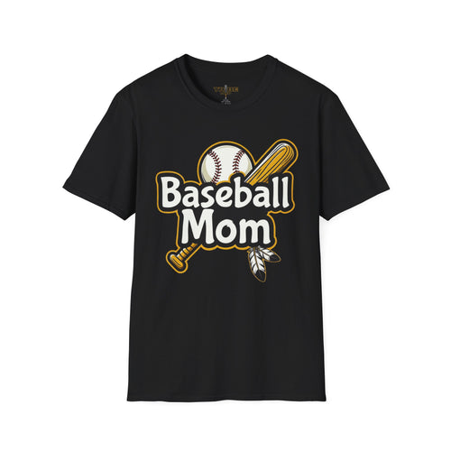 Baseball Mom T-Shirt — Cheer Squad Graphic Tee with Bat & Ball