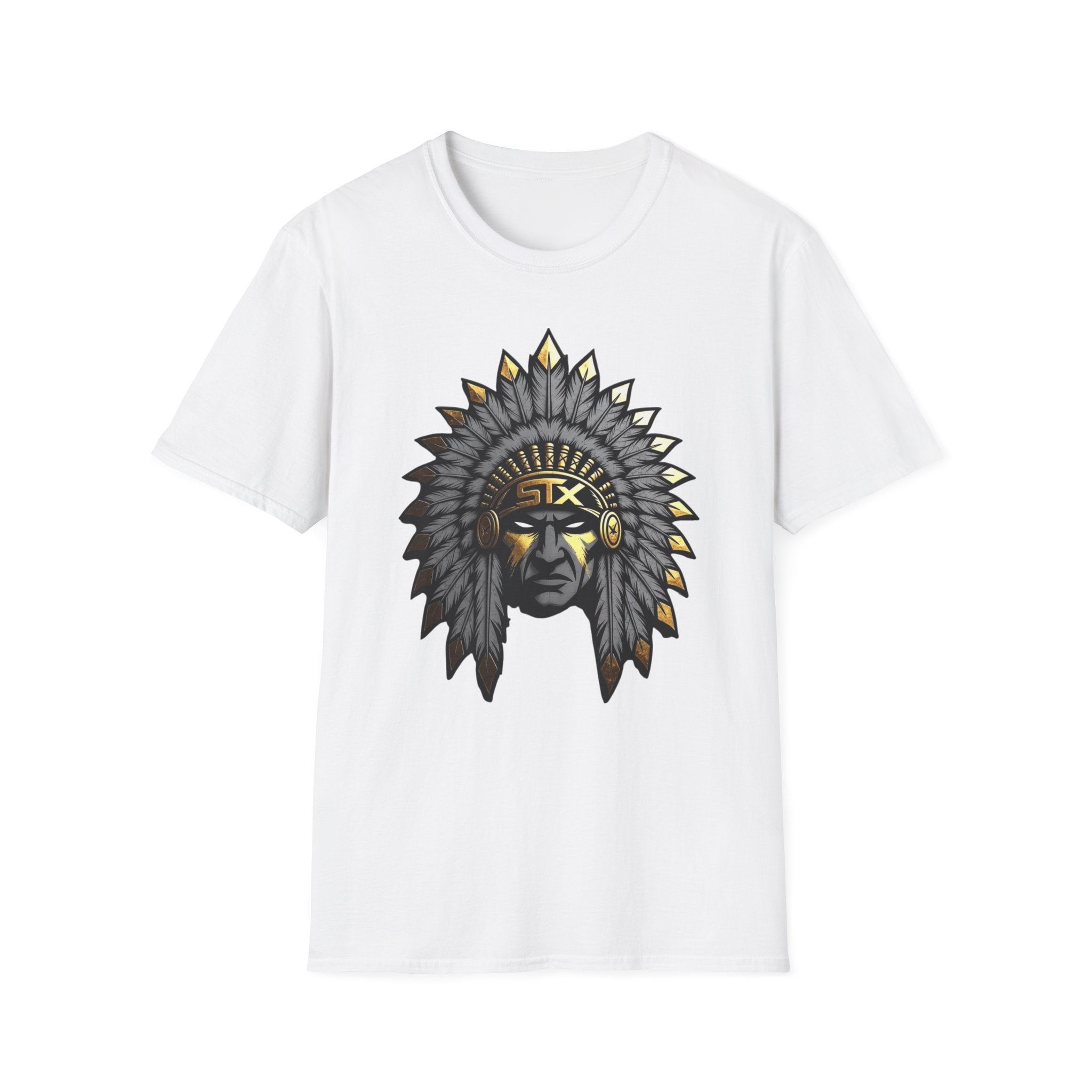 Native Chief Graphic T-Shirt — Tribal Headdress Illustration