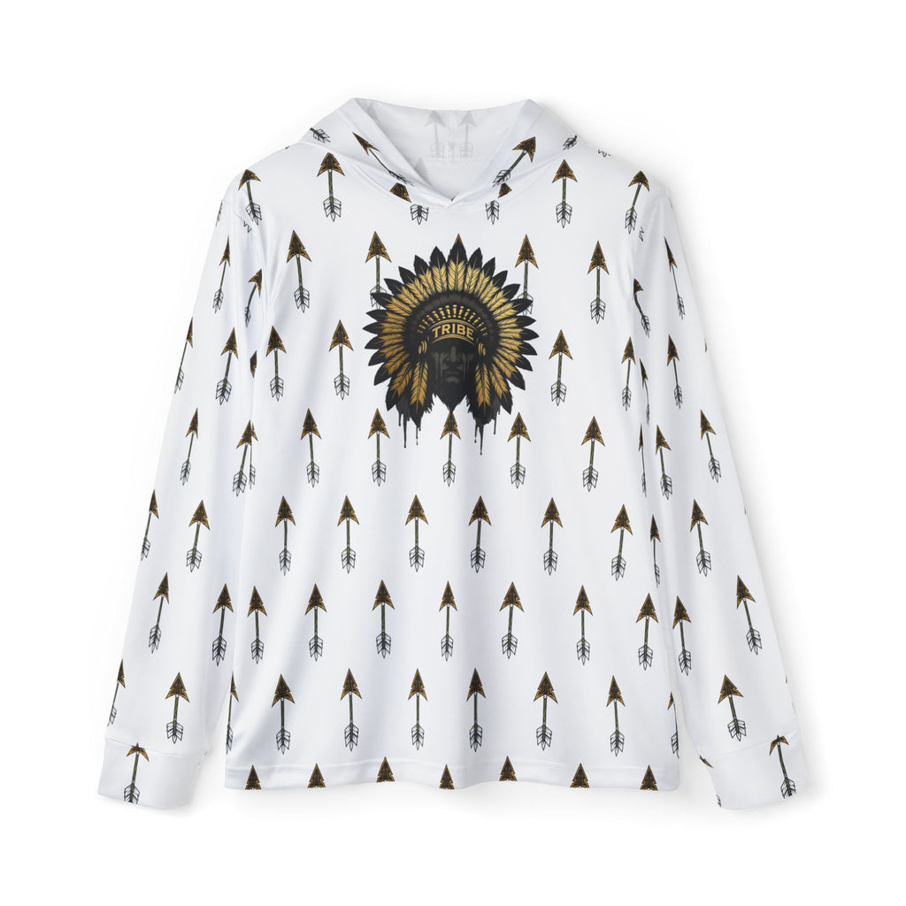White Tribal Headdress Arrow Pattern Sports Warmup Hoodie