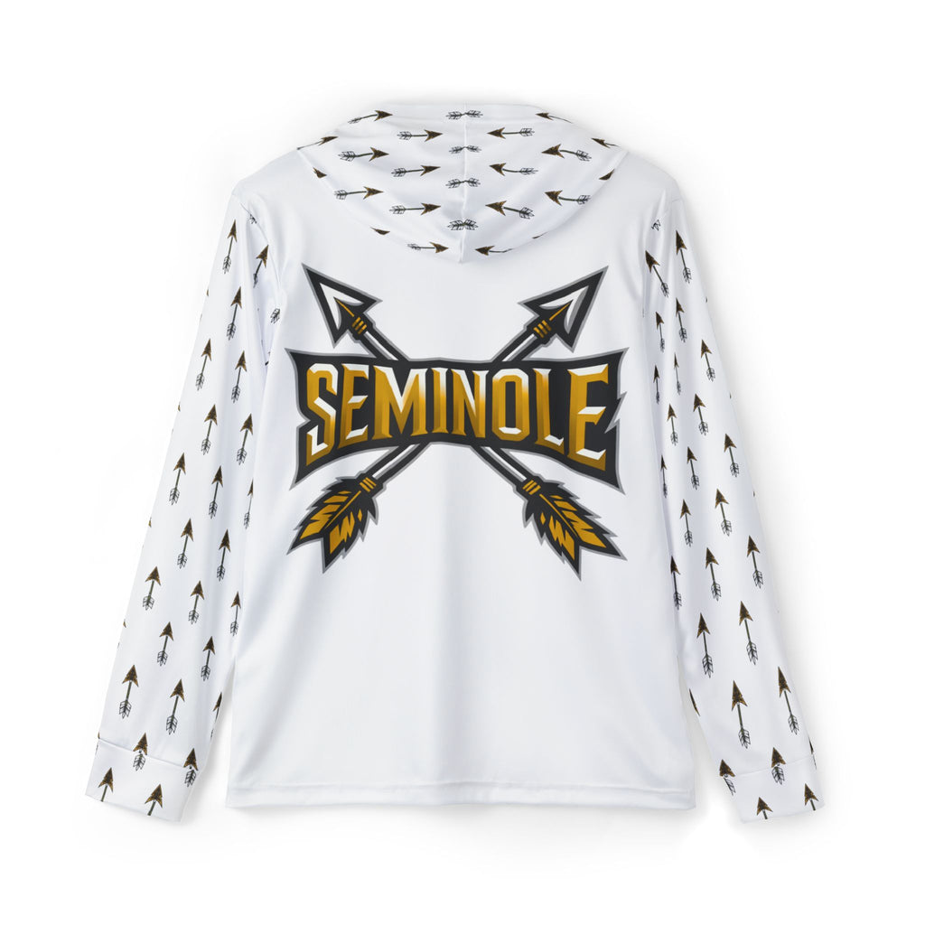 White Seminole Arrow Logo Hoodie — Men's Sports Warmup Pullover