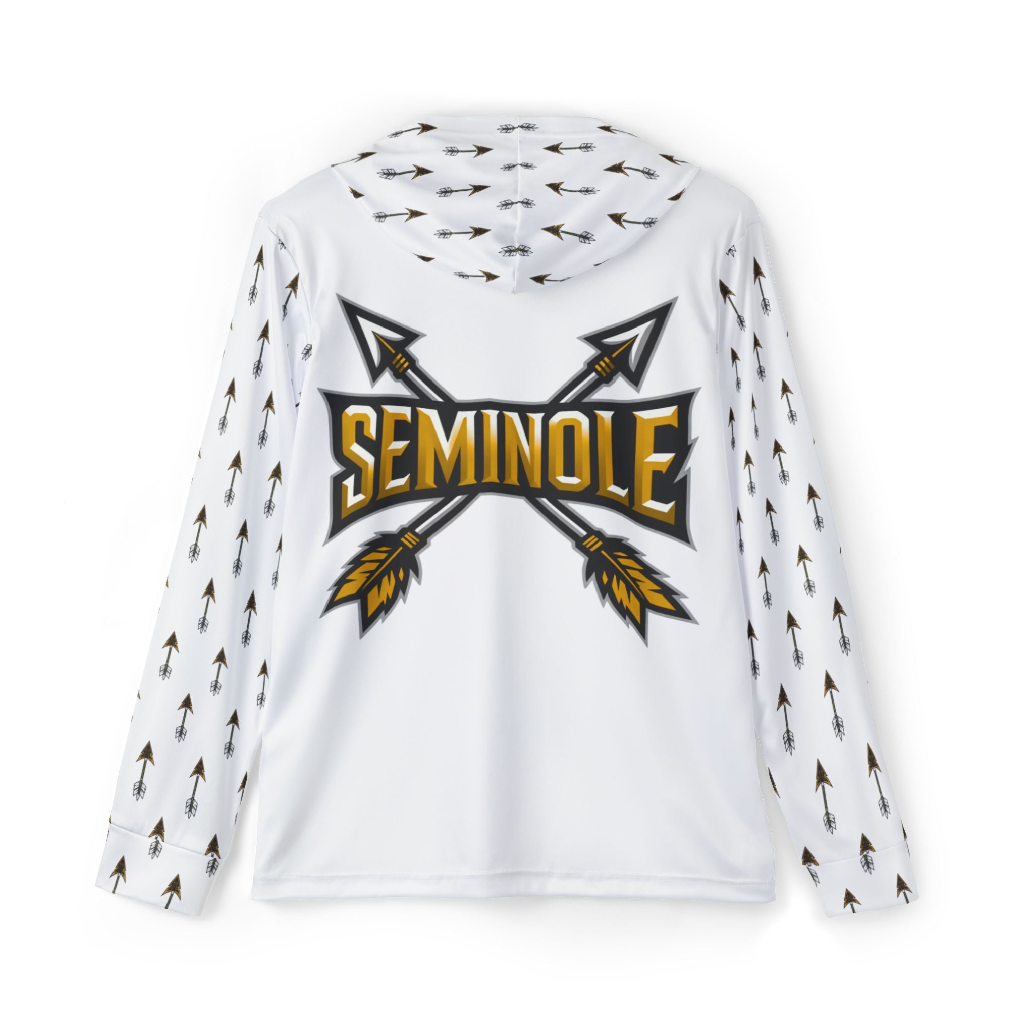 White Seminole Arrow Logo Hoodie — Men's Sports Warmup Pullover