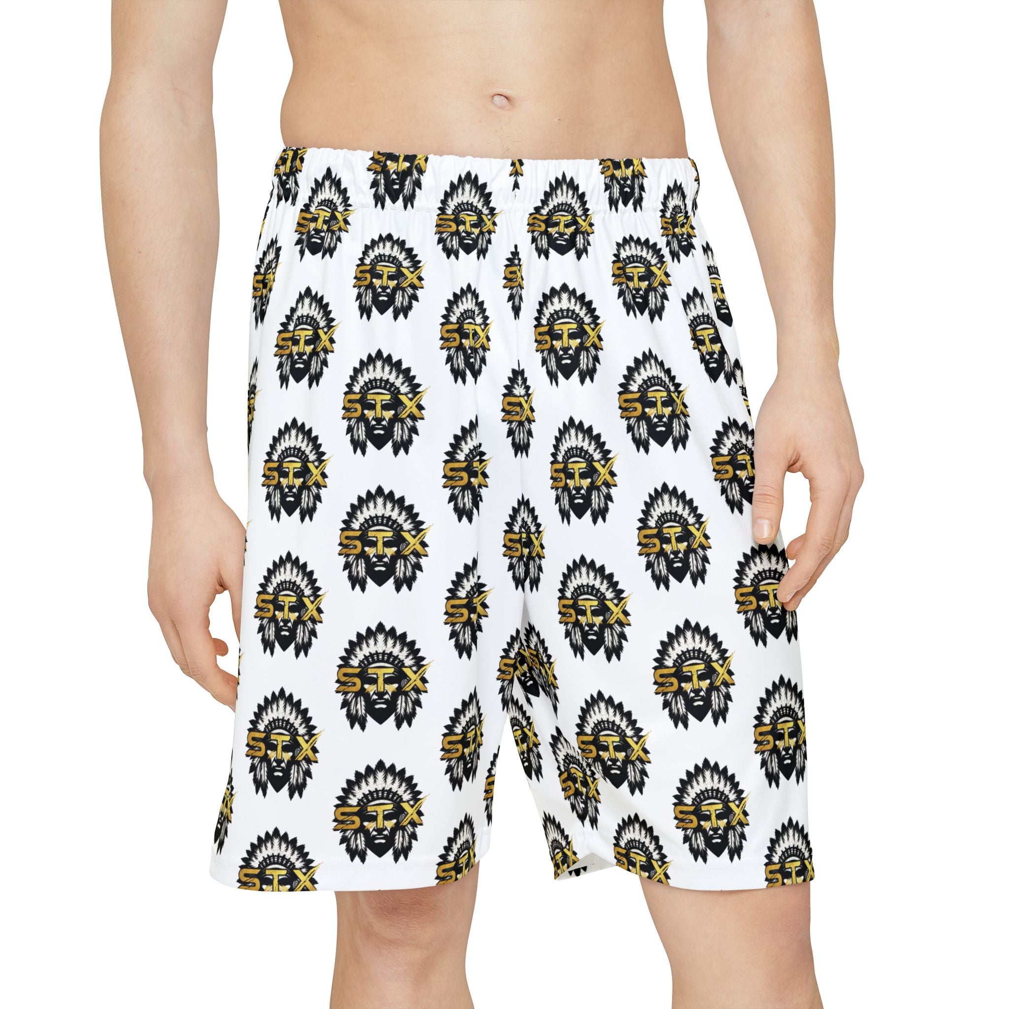 Athletic Shorts — Retro Sunburst Skull All-Over Print Sports Shorts
