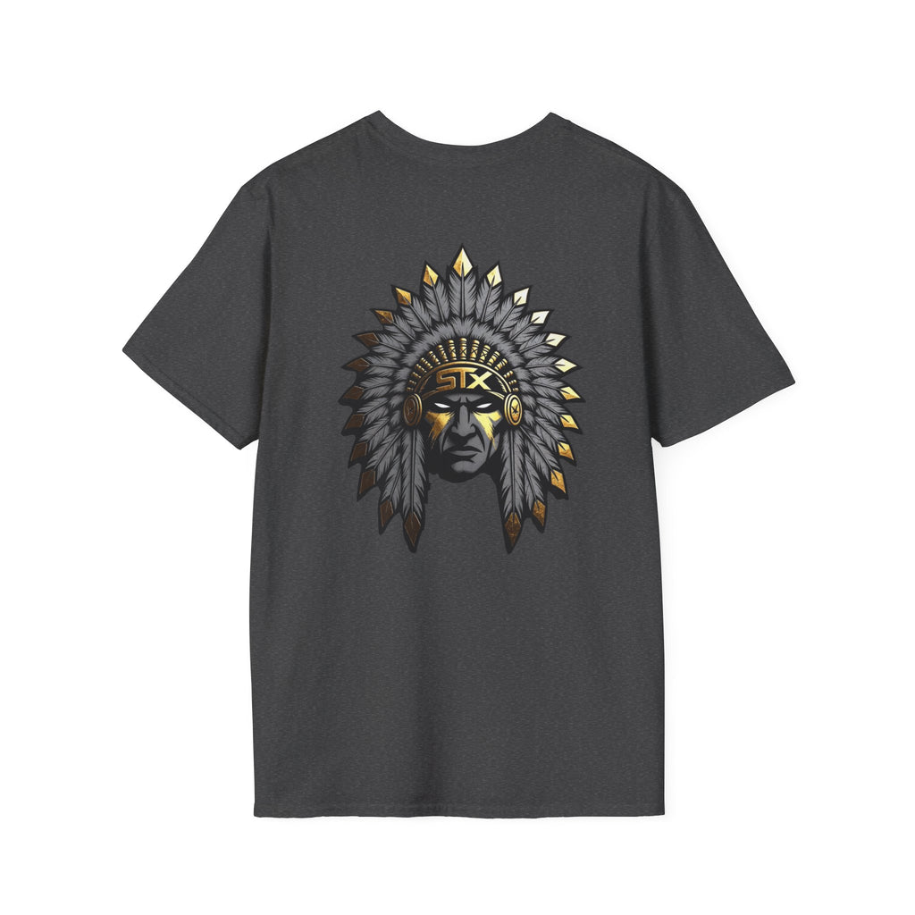 Chief Headdress Graphic T-Shirt — Native-Inspired Skull & Feather Design