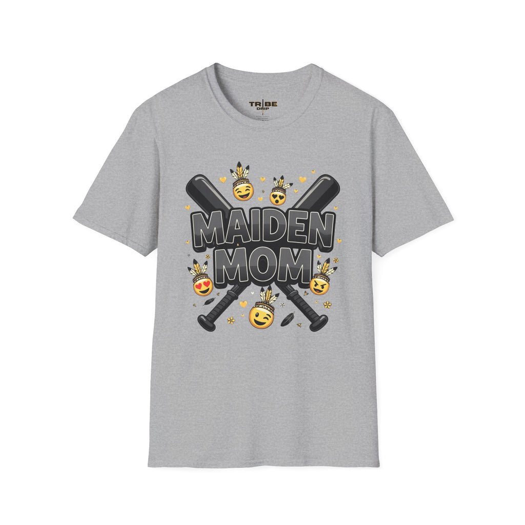 Maiden Mom Baseball T-Shirt — Cute Emoji Softball/Mom Fan Tee
