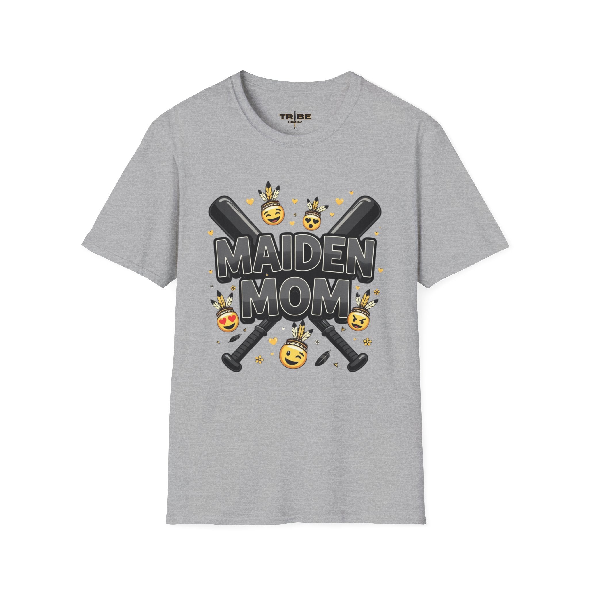 Maiden Mom Baseball T-Shirt — Cute Emoji Softball/Mom Fan Tee