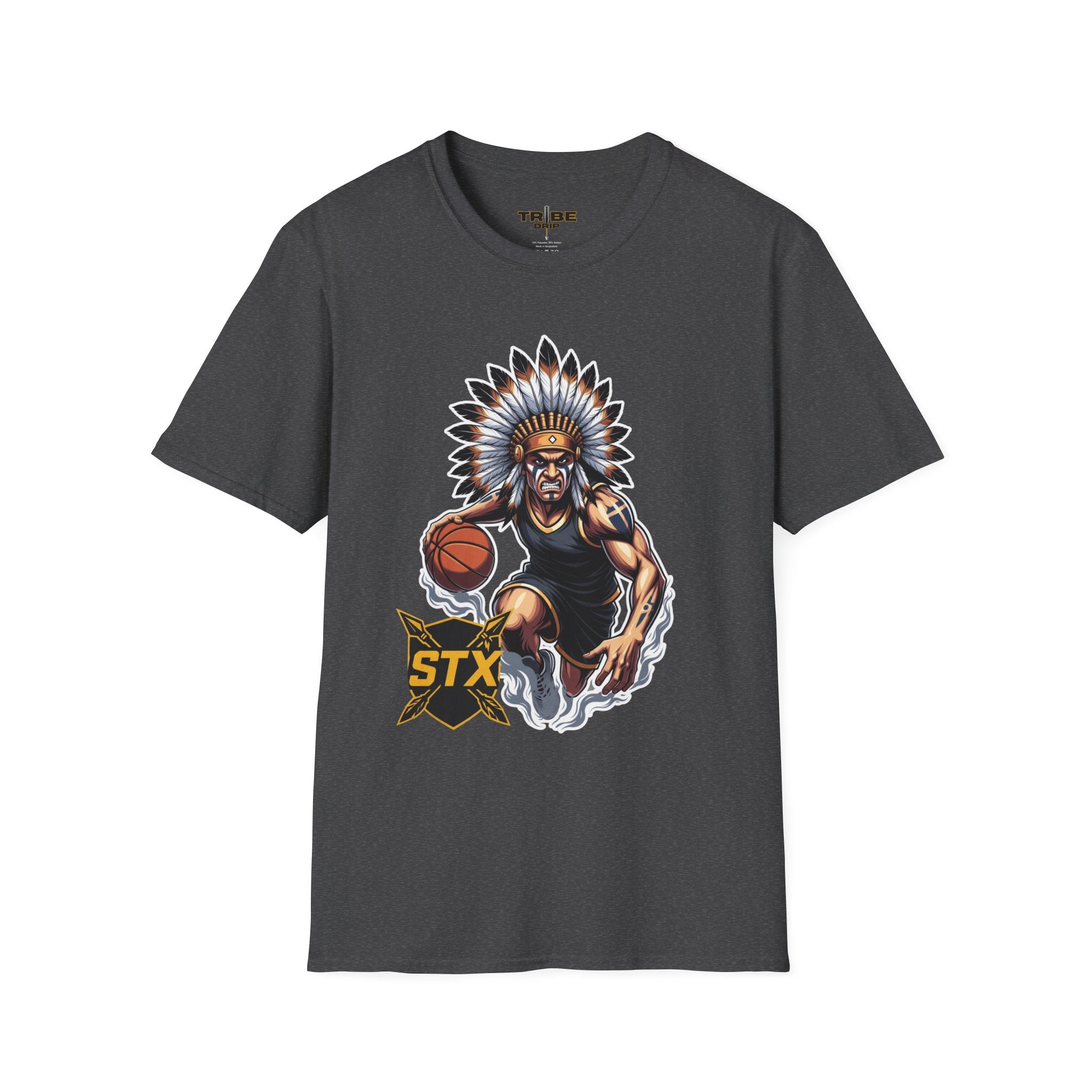 Basketball Warrior T-Shirt — Native Headdress Court Graphic