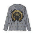 Grey Tribal Headdress Arrow Pattern Sports Warmup Hoodie